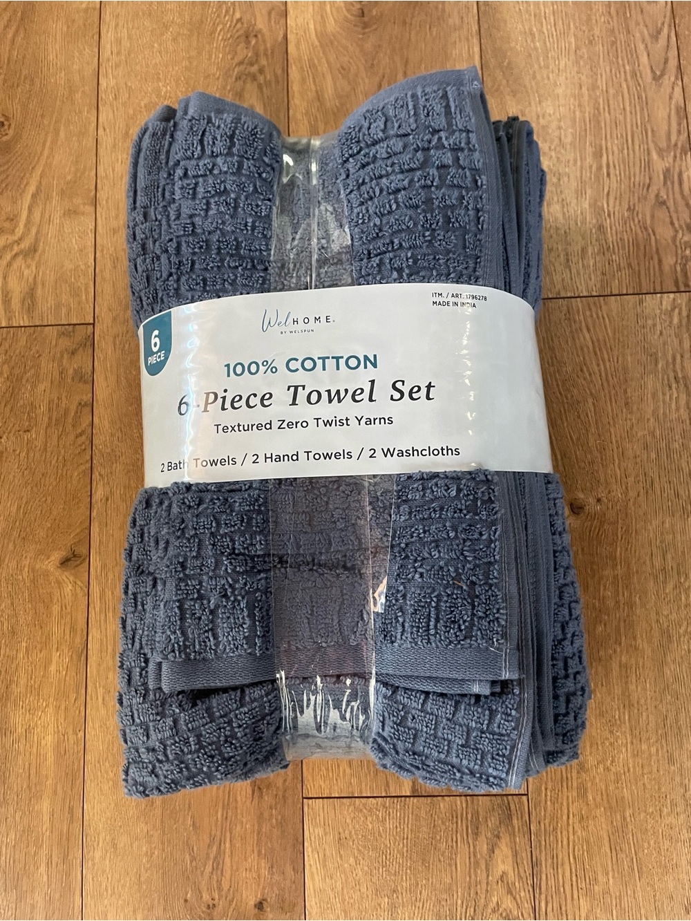 WelHome Textured Towels - 6-piece Set, Blue - Picture 2 of 4